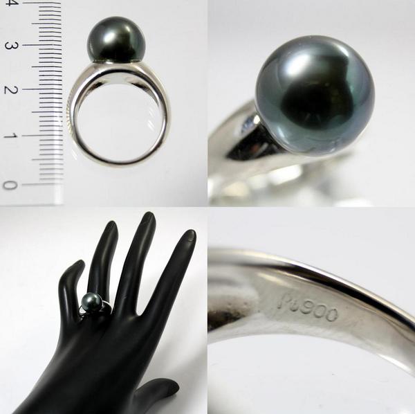 即決◎中古美品◎プラチナ　タヒチ真珠　12.4ｍｍ　リング