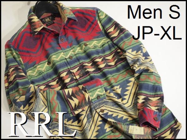 K5186P■新同 RRL(ダブルアールエル)ネイティブ柄シャツ S■rb