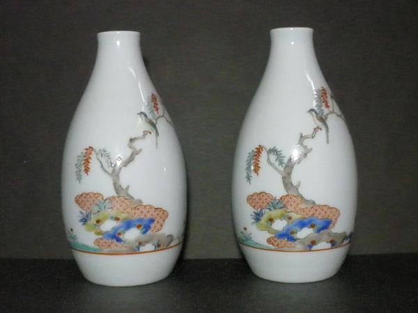【有田焼】『柿右衛門窯　徳利2本花鳥』■12代柿右衛門