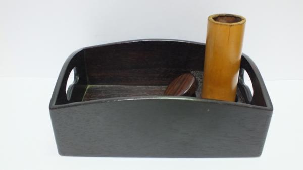 煙草セット　唐木の煙草盆　1228L12r※