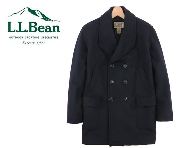 美品 トルコ製 L.L.Beanエルエルビーン メルトンウールPコート紺