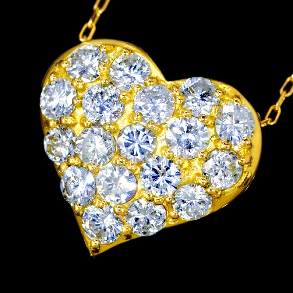 D8889【HEART】美しいDiamond1.00ct 最高級18K Necklace 40cm