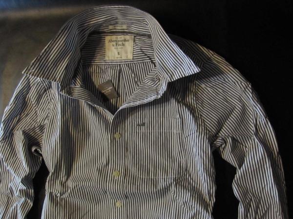 本物正規◆アバクロ◆長袖シャツ 1494-021 STRIPE 白紺/M