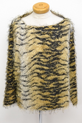 80s 薄手虎柄カットソー 古着個性的 検TUNEFRUITSモヘアデザイン