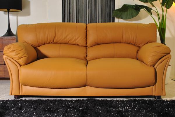 １円送料無料アウトレット展示品北欧モダンワイド本革ソファー