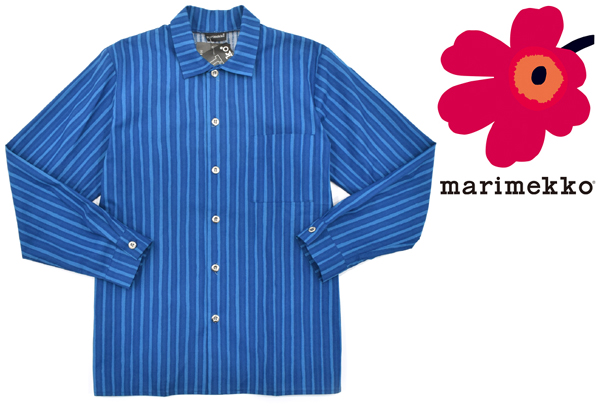 ◆新品 マリメッコ marimekko ストライプシャツ 青/JOKAPOIKA