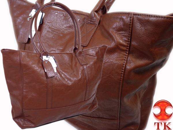 733●TK　タケオキクチ●新品　フェイクレザートートバッグ　茶