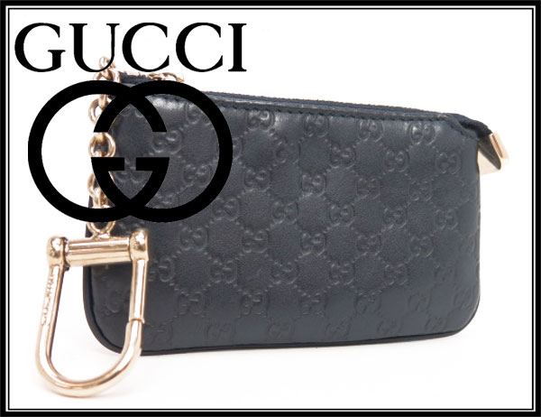 GUCCI グッチシマ GG柄 キーリング付 コインケース 小銭入れ 紺
