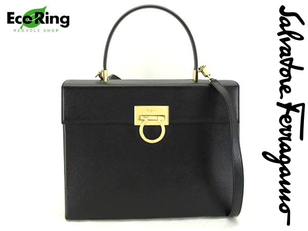 1円 美品 フェラガモ ガンチーニ 2WAY レザー ハンドバッグBP129