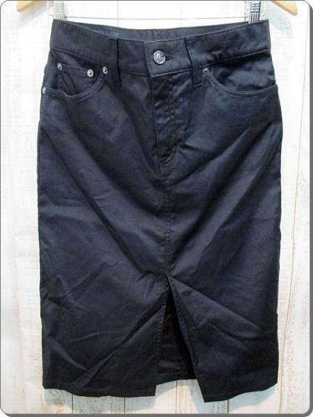 【グッチ】ロゴ 刺繍 ストレッチ 膝丈 デニム タイト スカート38