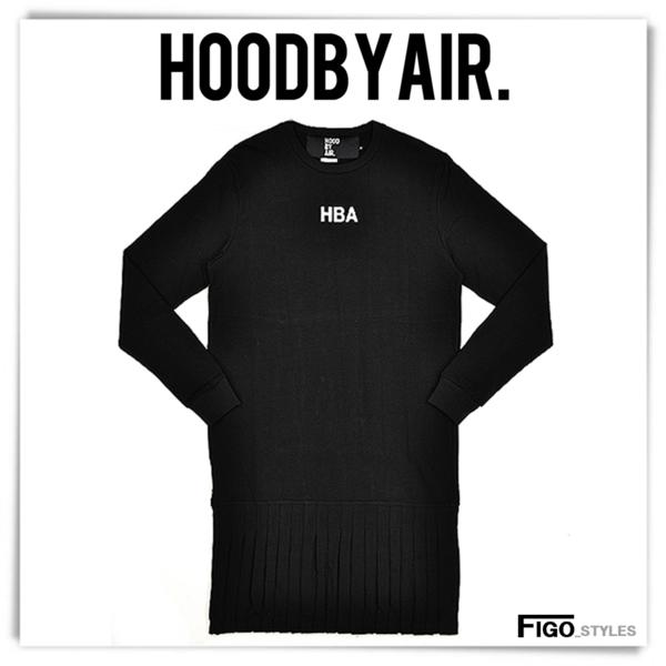 1円 HOOD BY AIR. 14aw 黒プリーツスカート付ロゴ長袖TシャツM