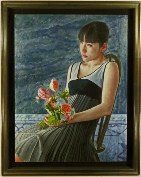 中島健太 リアリズム油彩15号2013年共シール/写実絵画/完売作家(人物画