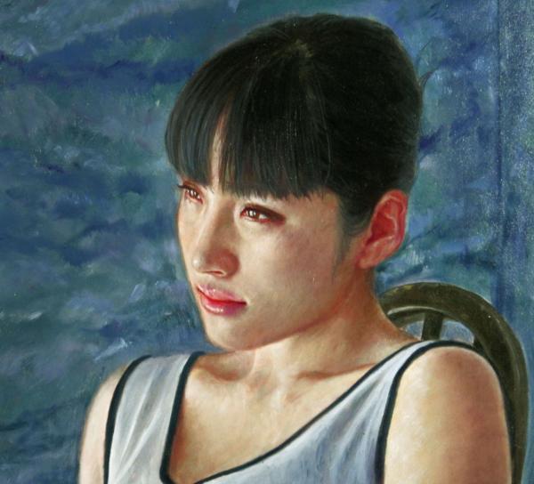中島健太 リアリズム油彩15号2013年共シール/写実絵画/完売作家(人物画