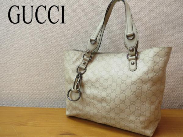 イタリア製■GUCCI グッチ シマ GG柄 大きめトートバッグ