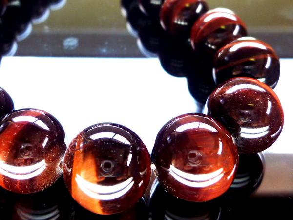 極上レッドタイガーアイ数珠ネックレス迫力の16mmオラオラ