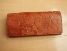 新品mottoの長財布◆クローバー牛革レザー未使用茶色