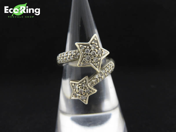 1円 K18WG×ダイヤモンド スター モチーフ リング HS596