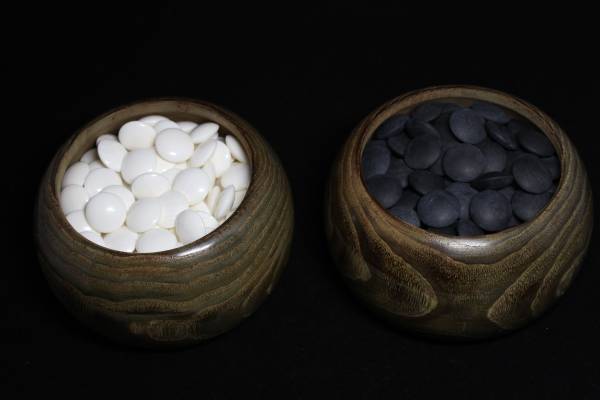 碁石　34号　本蛤　本那智黒　栗　碁笥　囲碁道具