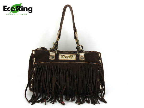 1円 D＆G（ドルチェ＆ガッバーナ） フリンジ バッグ 茶 BE159