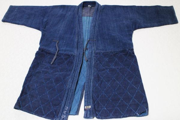 【京夢桜】◆木綿藍染刺子厚手剣道着３点◆裂織襤褸筒描◆RWK807