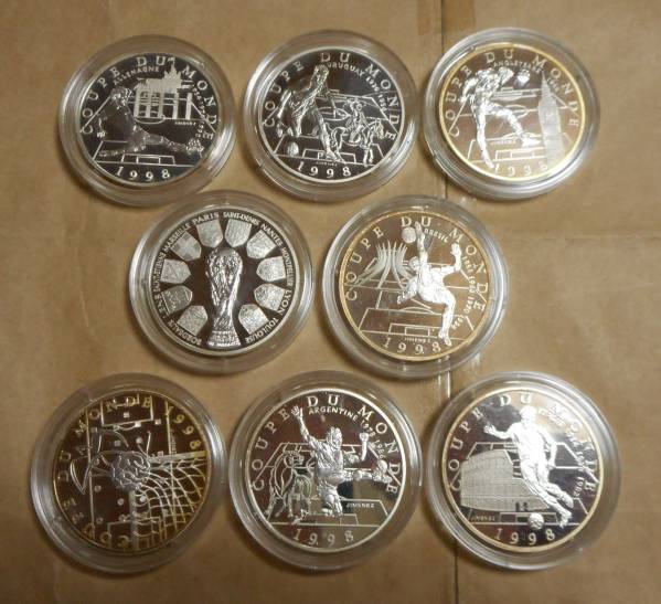◇◇フランス 10F銀貨 ワールドカップ 1998年 8種 1998年 10フラン 記念