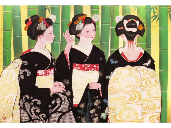 三輪亮平　舞 絵画館 三輪良平 100号「舞妓」出品作・傑作！ ☆120～160万☆(人物