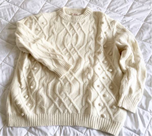 DEMYLEEデミリー フィッシャーマンズ アランニット 白ホワイト S