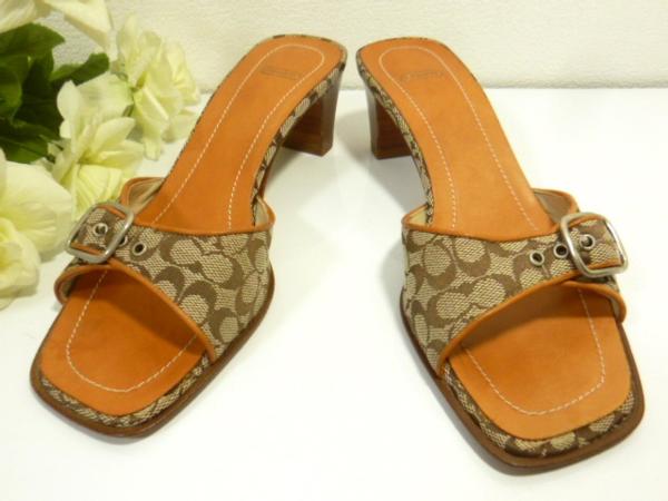 Ｙ◆コーチ/シグネチャー柄ミュール サンダル/5 1/2B/ブラウン茶