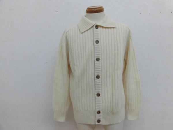 (45415)Jプレス 襟付きカーディガン オフ白 M クリーニング済