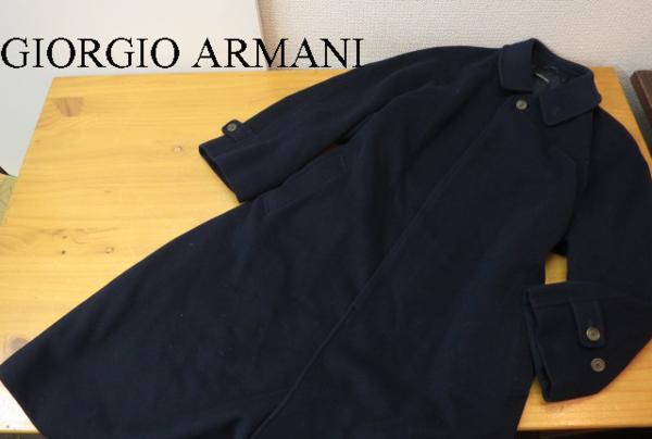 良品■ジョルジオ アルマーニ アンゴラ混 ロングコート 黒タグ