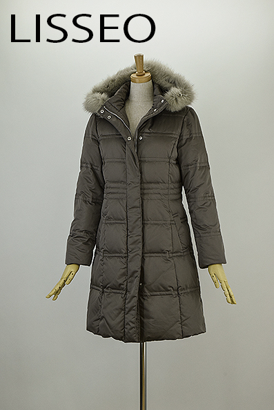 M3444■LISSEO■リアルFOXファー付 美ラインダウンコート■9号