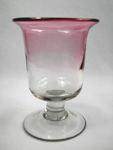 150539 大正 赤縁リン型 無地 ガラス 氷コップ