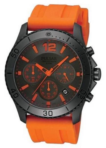 【新品】 セイコーパルサー腕時計 黒×オレンジ海外モデルPT3295