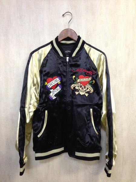 Ed Hardy◆スカジャン/M/レーヨン/BLK