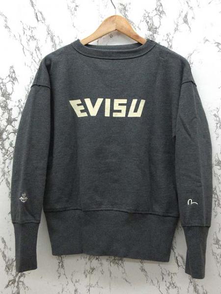 エヴィス CREW NECK SWEAT 裏起毛 トレーナー ロゴプリント