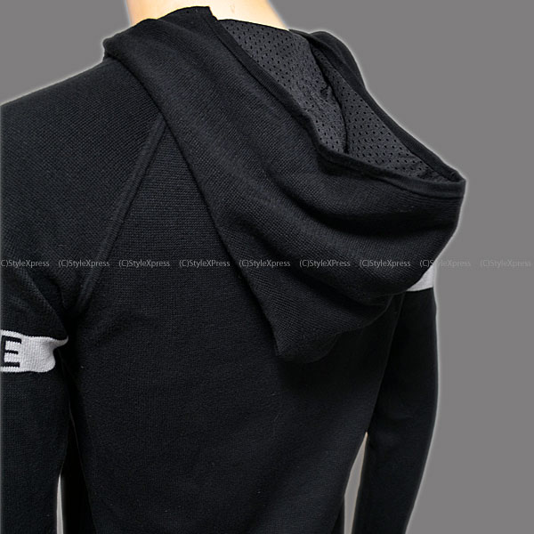 新作■アルマーニエクスチェンジ■黒L■袖ロゴZipフードセーター