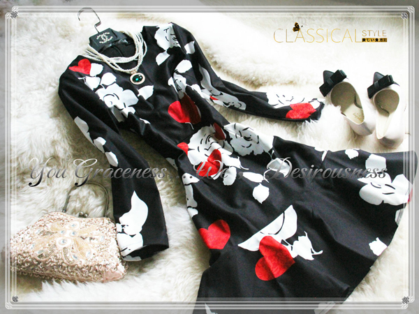 13号「RC」フラワープリントセレブフォーマル ワンピ LS031-xl