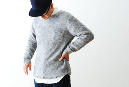 TOWN CRAFT MOHAIR POCKET CREWNECK KNIT/strato maillot EEL