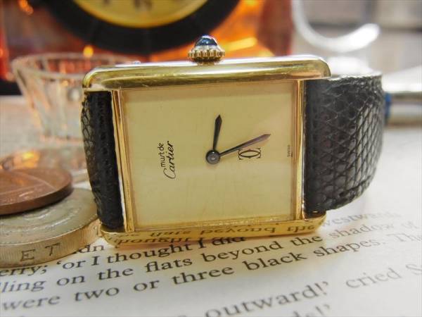 高級!カルティエのアンティーク時計☆Cartier☆手巻き★機械青針
