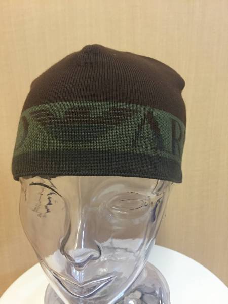 エンポリオアルマーニ ニット帽 茶×緑 え エンポリオ アルマーニ