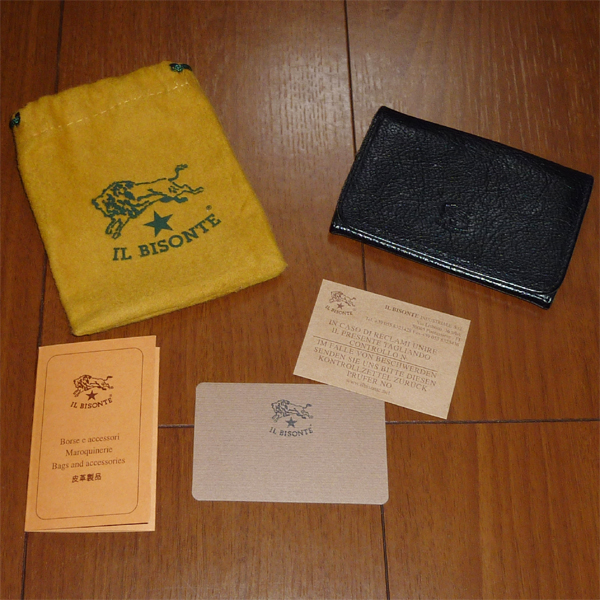 IL BISONTE イルビゾンテ カードケース ブラック レザー 二つ折