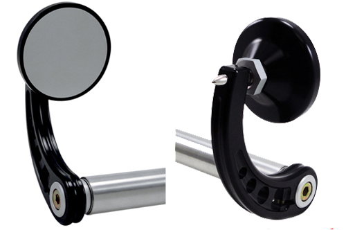 JOKER MACHINE】バーエンドミラーBLACK 2-1/4ROUND STEM-C 自動車