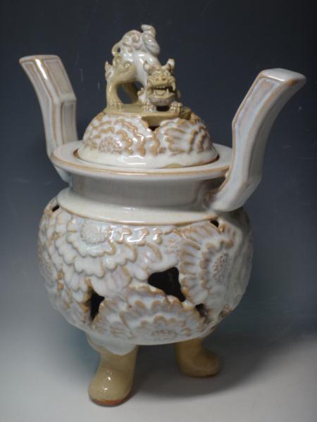 ▲セール！松月造【特大！萩香炉】共箱　お香道*アロマ*床飾