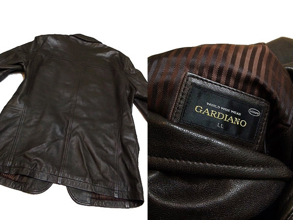 メンズ[GARDIANO]羊革 レザー テーラードジャケット こげ茶 XL