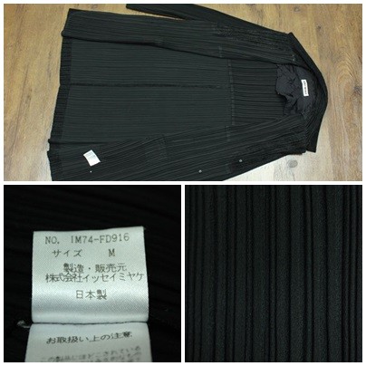 イッセイミヤケ　プリーツコート　黒　M