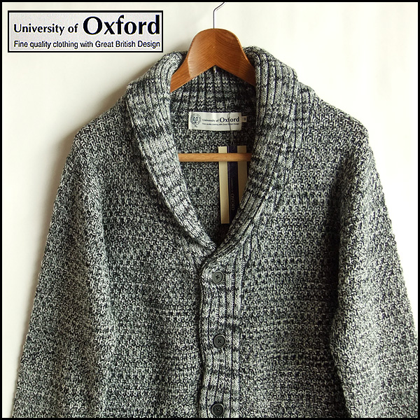 SALE!引き編み★UNIVERSITY of OXFORDショールカラーカーデ★L