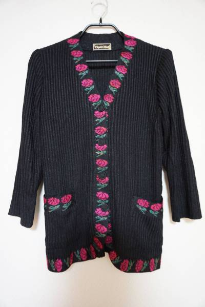 M美品　斉藤都世子Toyoko Saito　黒　ニットジャケット