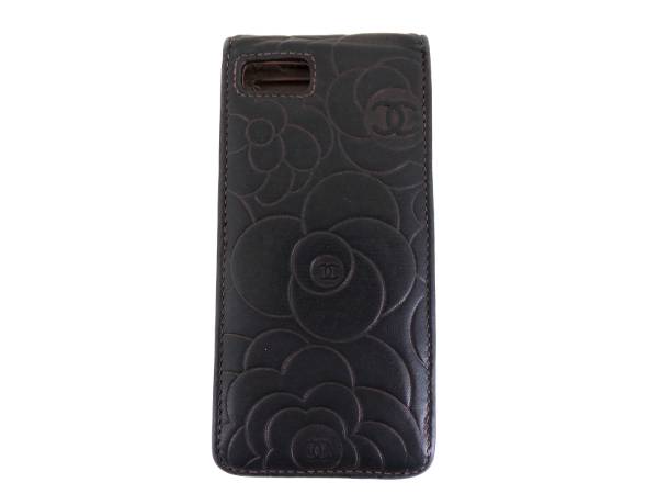 CHANEL シャネル ケース カメリア レザー ブラック 1円 シャネル カメリア 型押しレザー 携帯ケース 小物 黒 DM632 カード