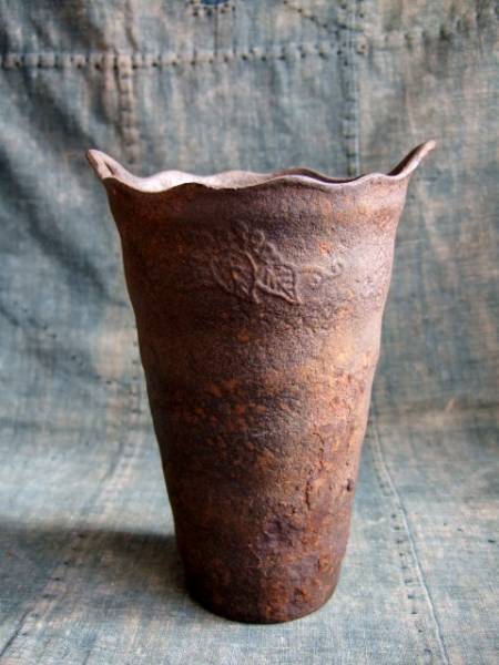 鉄 筒容器 花器 古道具 アンティーク オブジェ 花器 鉄 花器・花瓶,陶器,京焼⁄清水焼 花瓶の通販 craft giraffes 鉄の