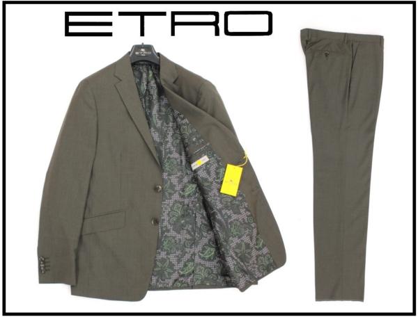 27万新品◇52=L【ETRO】最高級エトロ ダークグリーンスーツ 【公式通販】